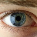 Close up of a blue human eye.