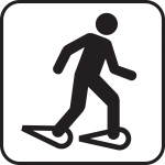 Snowshoeing Sign showing a person on snowshoes