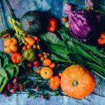Assortment of Vegetables and Flowers - tomatoes, pumpkins, greens and flowers