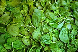 Pile of loose leaf spinach