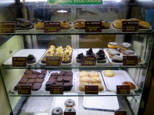Cupcakes and brownies at the local sweet shop