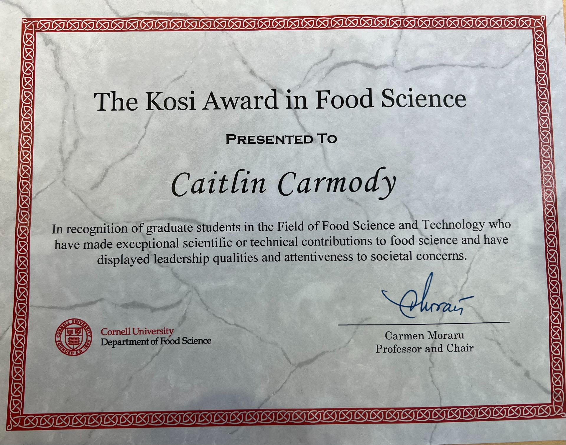 Kosi Award in Food Science