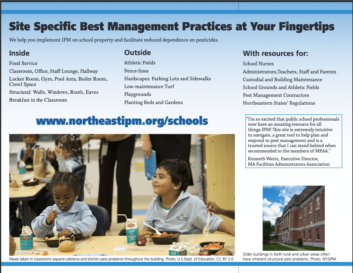 Back of new brochure advertising the changes to the Best management practices for schools website