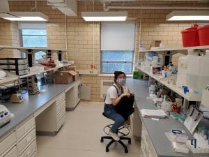 Hannah enjoying our new lab space