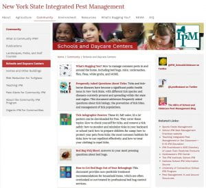 The NYS IPM Schools and Daycare Centers webpage has a number of resources to help your facility provide a safe learning environment.