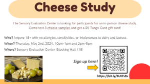 flyer for MAY 2024 Cheese Study
