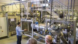 Seminar participants learn about the nuts and bolts of Cornell’s new research pyrolysis kiln at the Leland Laboratory
