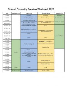 grid showing DPW schedule