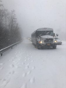 school bus in snow