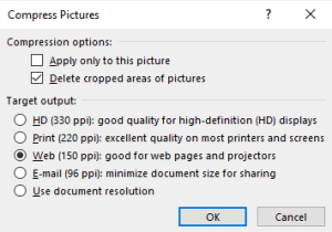PowerPoint compress image dialog box