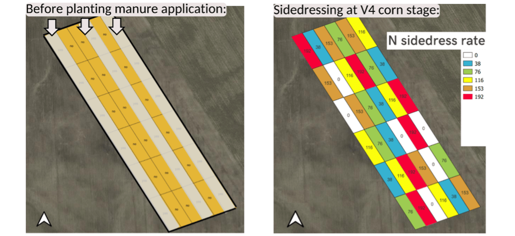 color coded images showing how plots were laid out in research trial