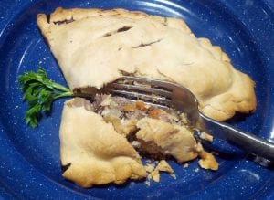 goose pasty with fork