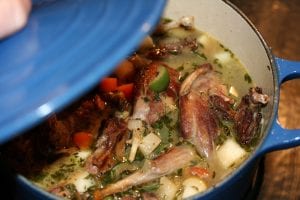 covering duck leg with olive dish